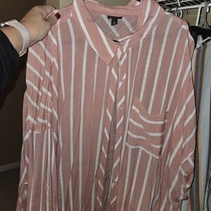 Torrid Pink and White Striped Blouse